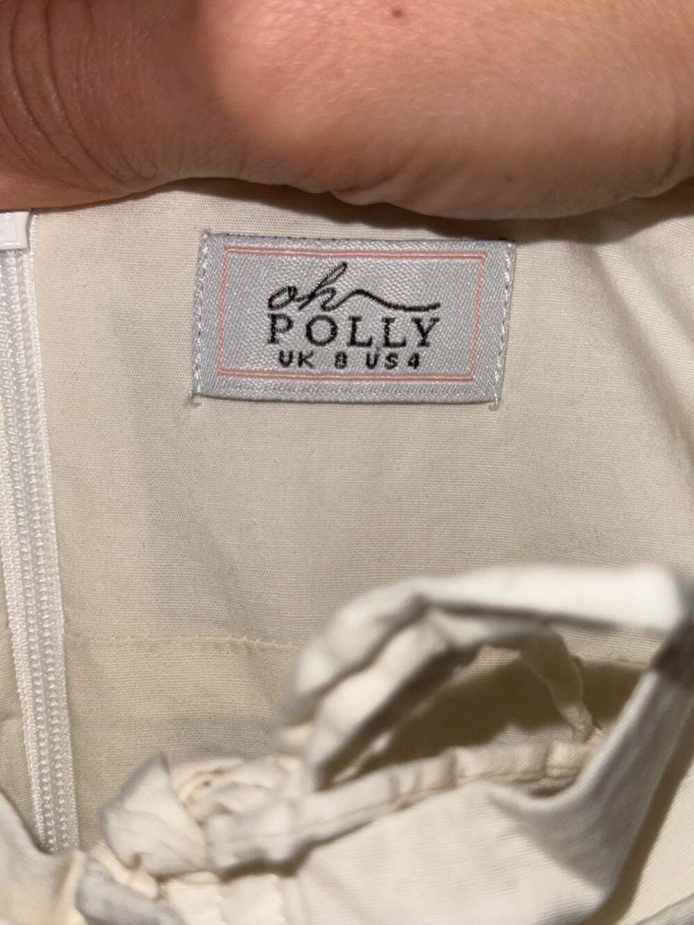 Oh Polly Ruched Ruffle Mini Dress Cream Size US 4 - Picture 3 of 8